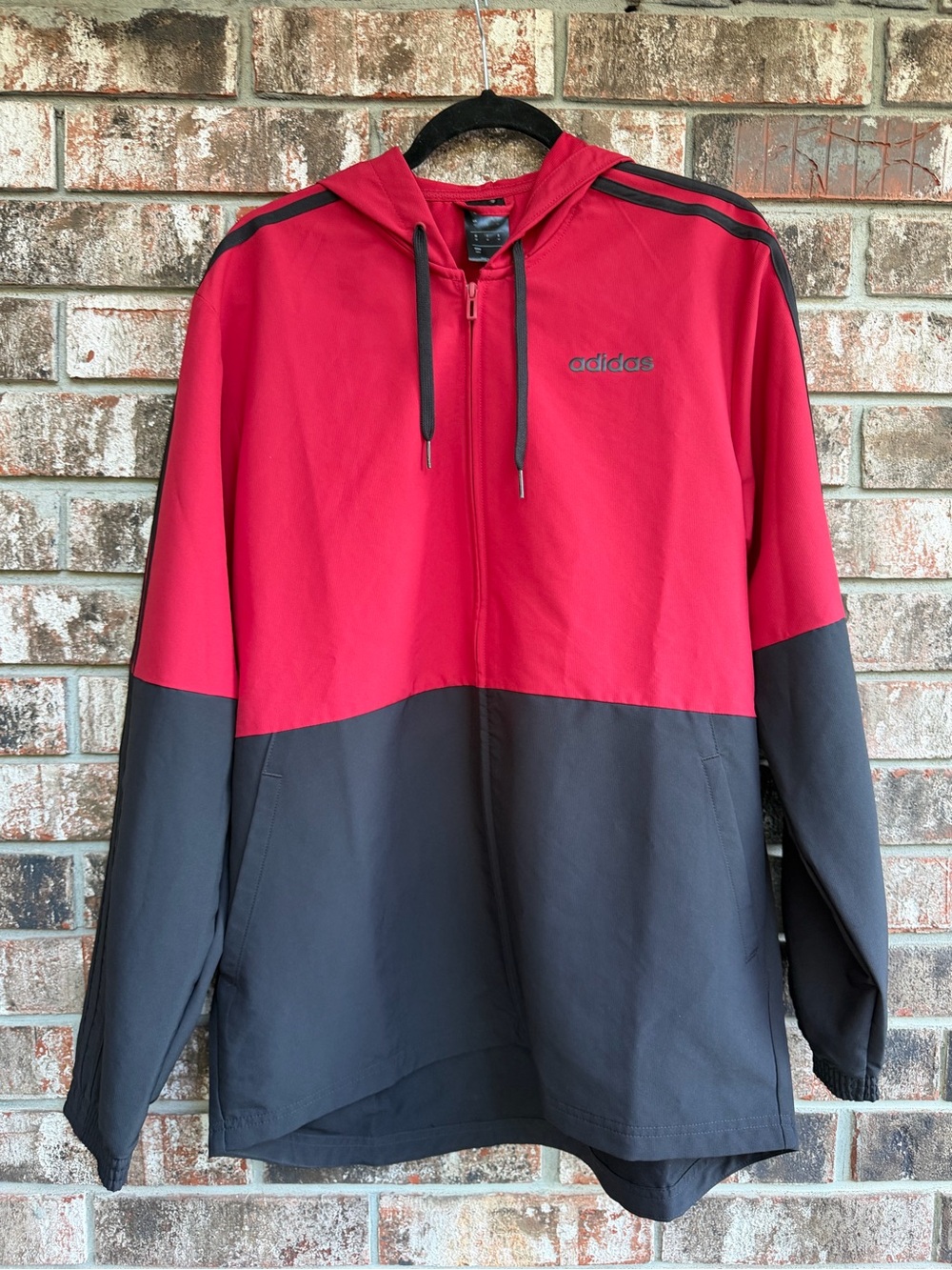 adidas Zip-Up Hooded Jacket- Maroon(Burgundy)& Black